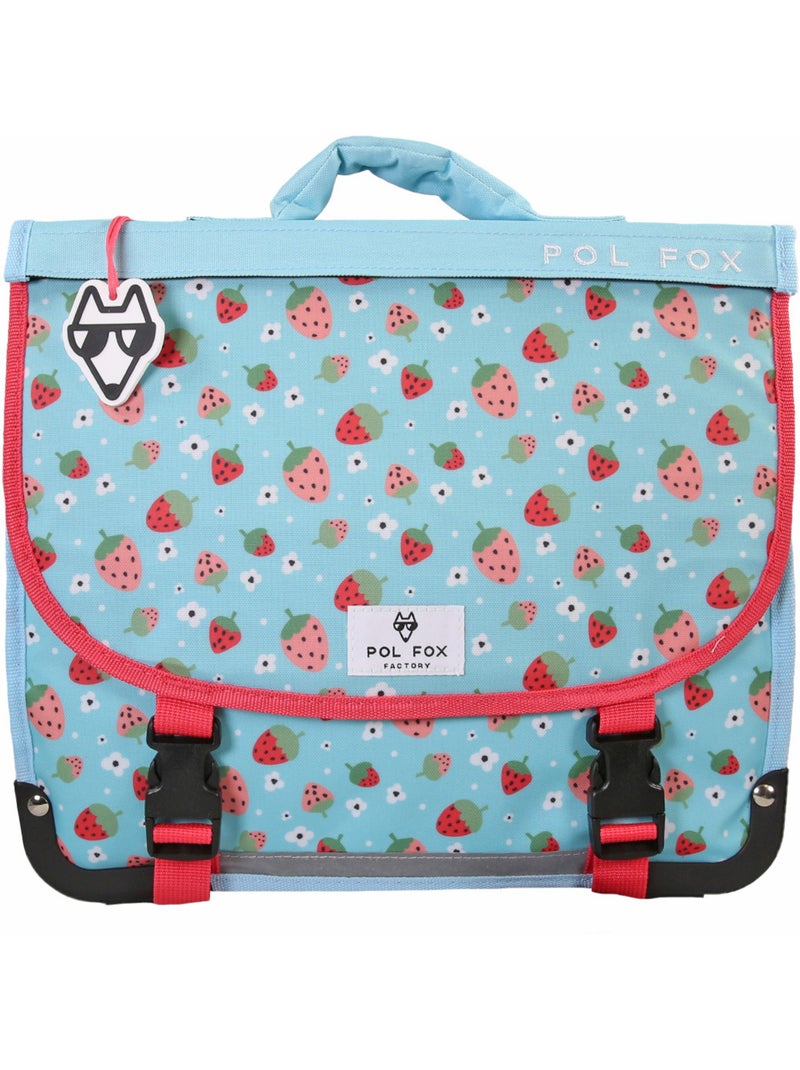 Cartable fille 35 cm réversible 1 compartiment POL FOX Strawberry rose et bleu motif fraise et fleur Rose/Bleu/Bleu ciel/Noir - Kiabi