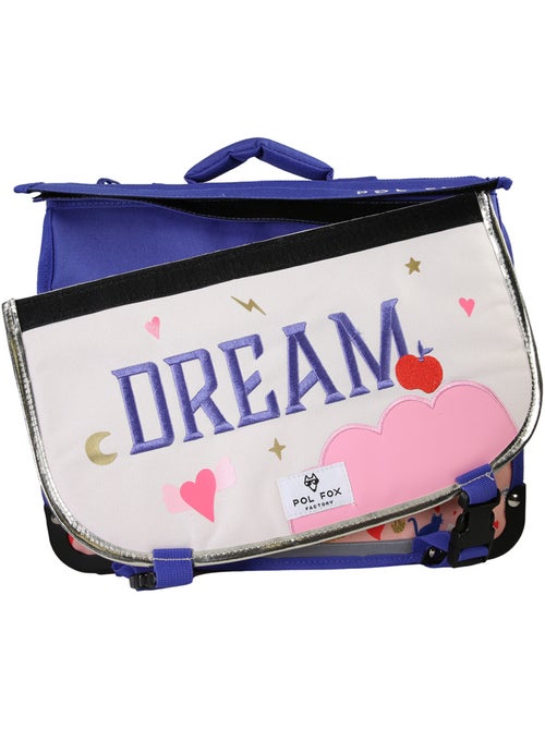 Cartable fille 38 cm réversible 2 compartiments POL FOX Dream rose motif chat et cœur - Kiabi