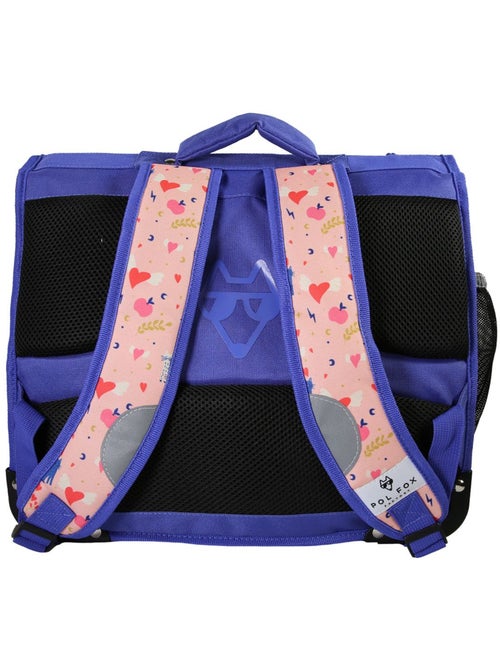 Cartable fille 38 cm réversible 2 compartiments POL FOX Dream rose motif chat et cœur - Kiabi