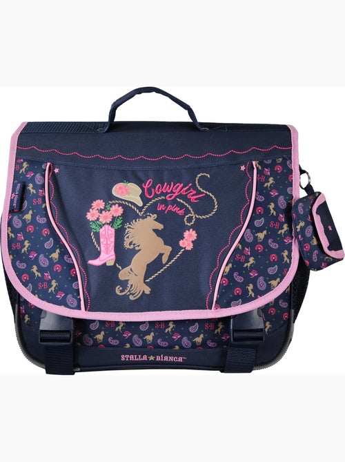Cartable fille 38 cm STALLA BIANCA Cow Girl bleu - Kiabi