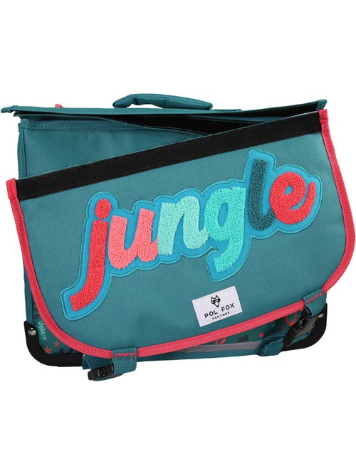 Cartable fille 41 cm réversible 2 compartiments POL FOX Jungle vert motif tropical et animaux - Kiabi Cartable fille 41 cm réversible 2 compartiments POL FOX Jungle vert motif tropical et animaux - Kiabi