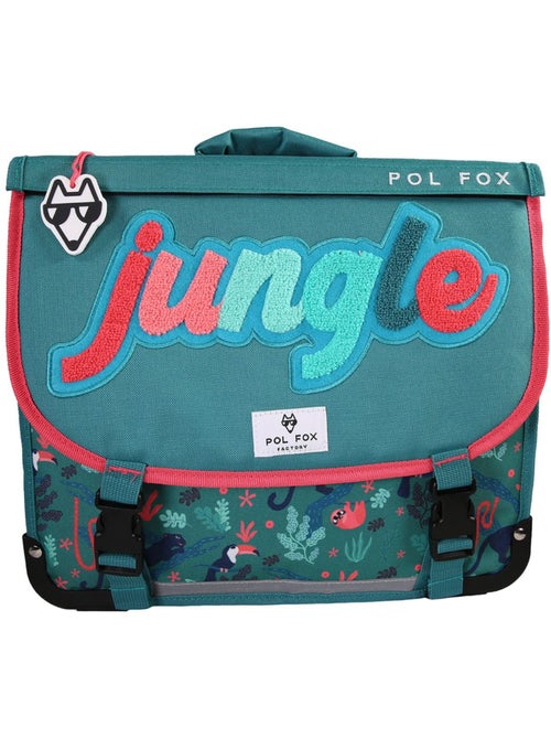 Cartable fille 41 cm réversible 2 compartiments POL FOX Jungle vert motif tropical et animaux - Kiabi Cartable fille 41 cm réversible 2 compartiments POL FOX Jungle vert motif tropical et animaux - Kiabi