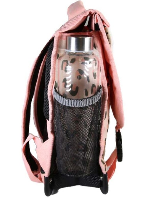 Cartable fille POL FOX CRUSH réversible 38 cm – 2 compartiments – Primaire – Rose à motif léopard - Kiabi