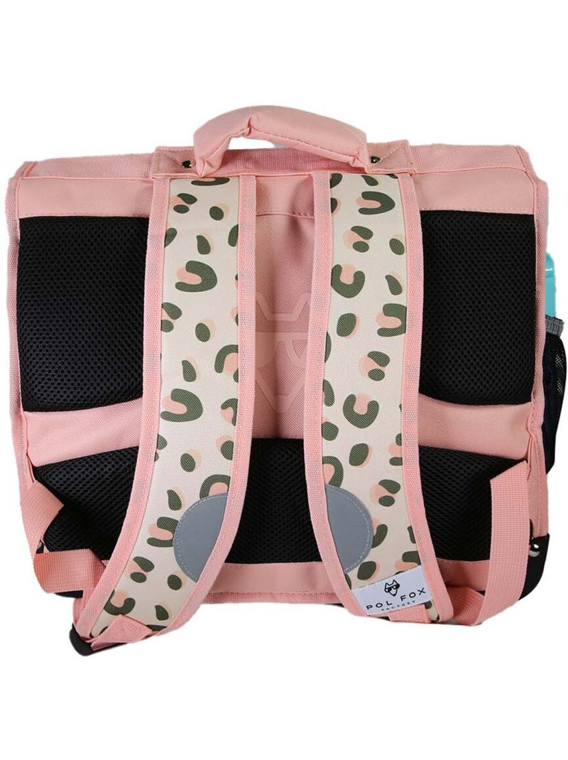 Cartable fille POL FOX CRUSH réversible 38 cm – 2 compartiments – Primaire – Rose à motif léopard Rose - Kiabi