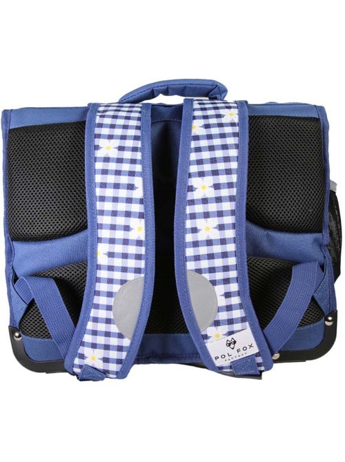 Cartable fille POL FOX DAISY réversible 38 cm – 2 compartiments – Bleu marine marguerites - Kiabi