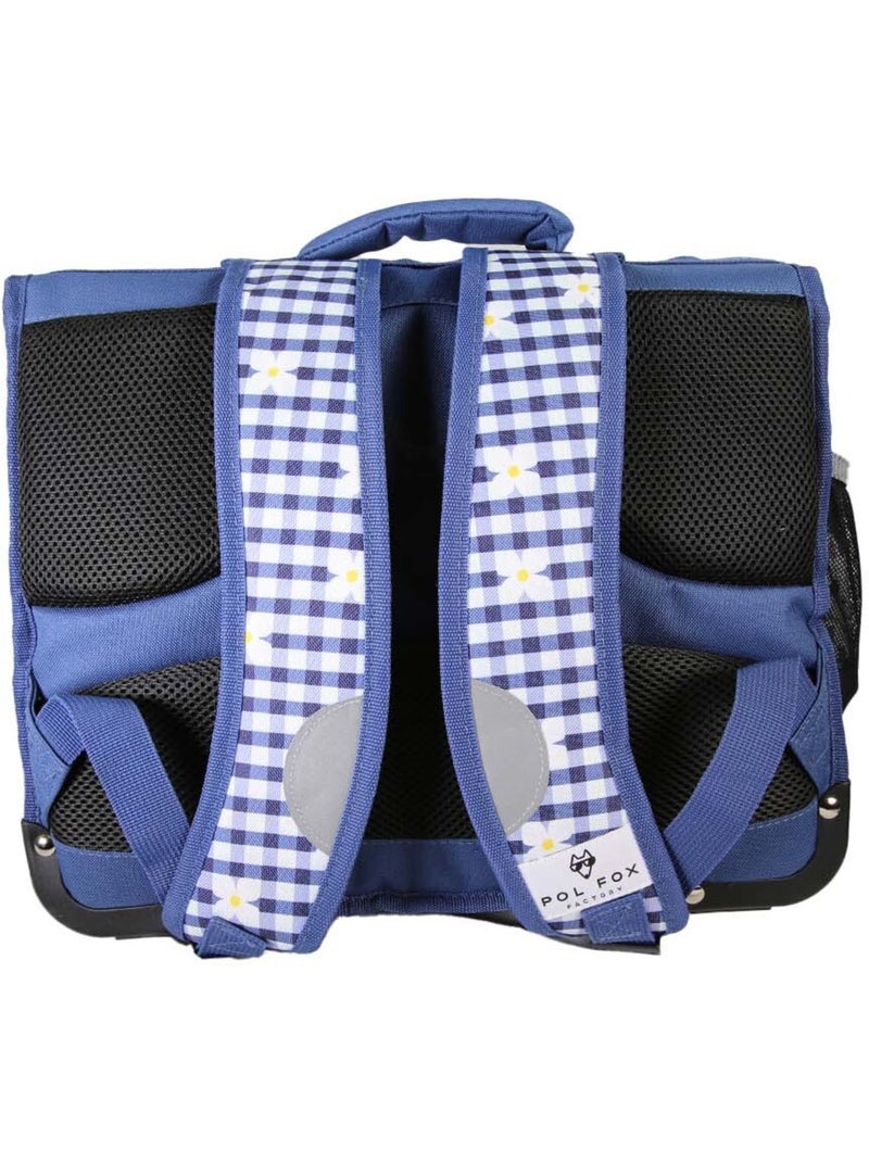 Cartable fille POL FOX DAISY réversible 38 cm – 2 compartiments – Bleu marine marguerites Bleu marine - Kiabi