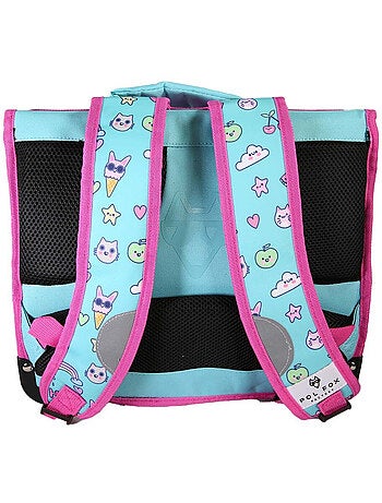 Cartable fille POL FOX KAWAI réversible à colorier 38 cm – 2 compartiments – Bleu