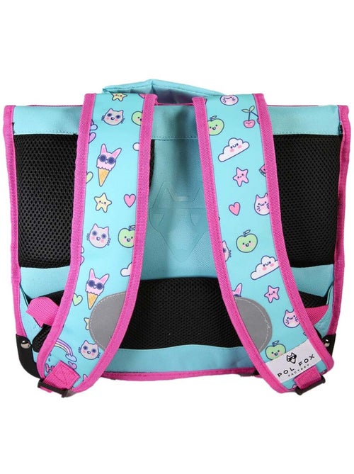 Cartable fille POL FOX KAWAI réversible à colorier 38 cm – 2 compartiments – Bleu - Kiabi