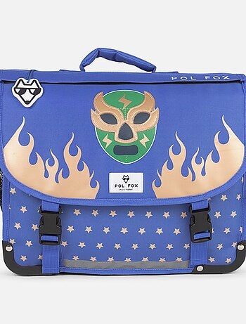 Cartable garçon 38 cm réversible 2 compartiments POL FOX Catch bleu motif catch