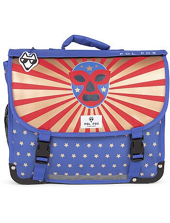 Cartable garçon 38 cm réversible 2 compartiments POL FOX Catch bleu motif catch