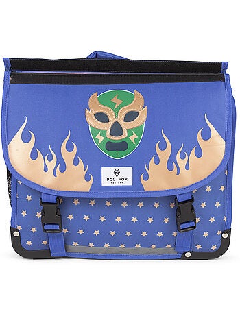 Cartable garçon 38 cm réversible 2 compartiments POL FOX Catch bleu motif catch