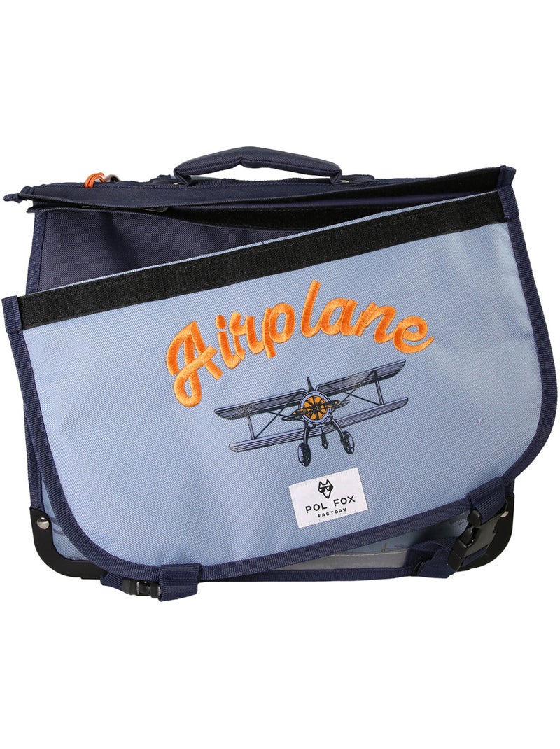 Cartable garçon POL FOX AIRPLANE 35 cm réversible 1 compartiment bleu avion CP Multicolore - Kiabi