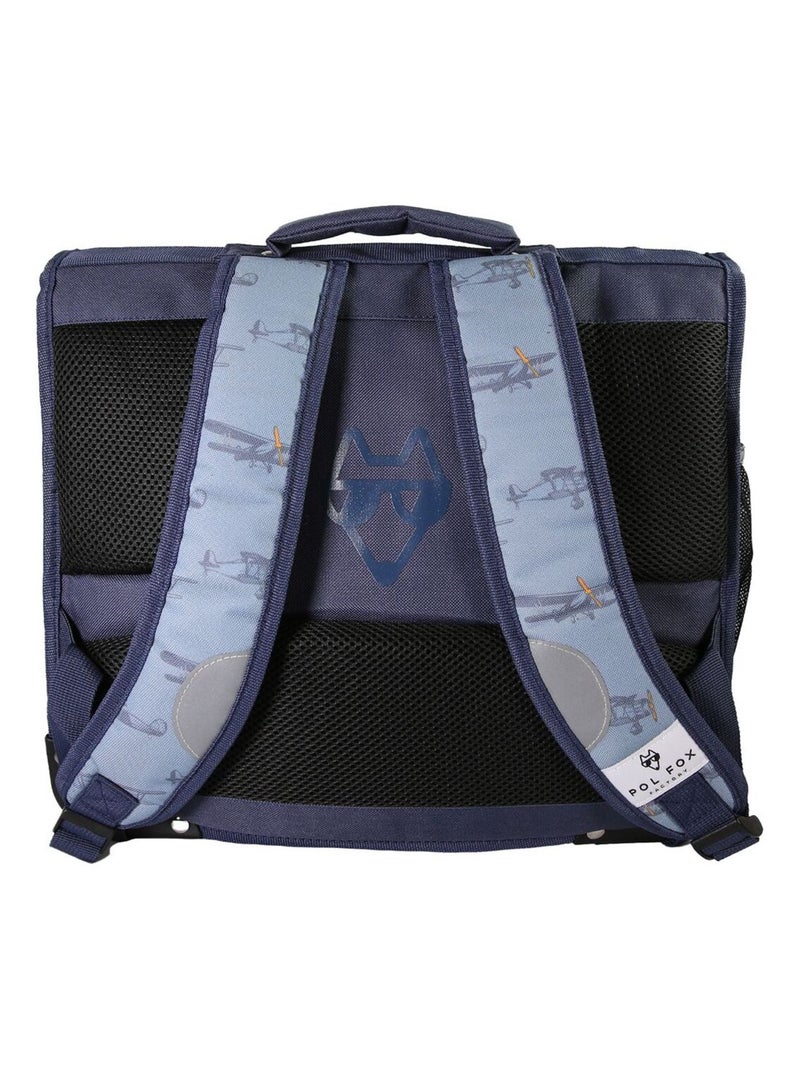 Cartable garçon POL FOX AIRPLANE 35 cm réversible 1 compartiment bleu avion CP Multicolore - Kiabi