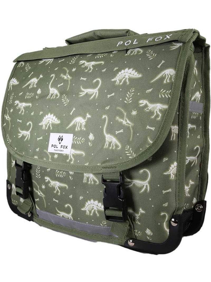 Cartable garçon POL FOX JURASSIC réversible 38 cm – 2 compartiments – Vert dinosaure Vert - Kiabi