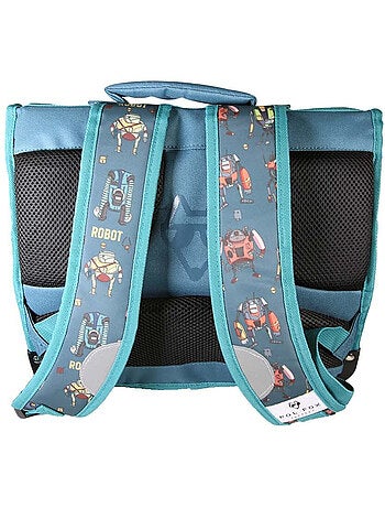 Cartable garçon POL FOX ROBOT réversible à colorier 38 cm – 2 compartiments – Bleu