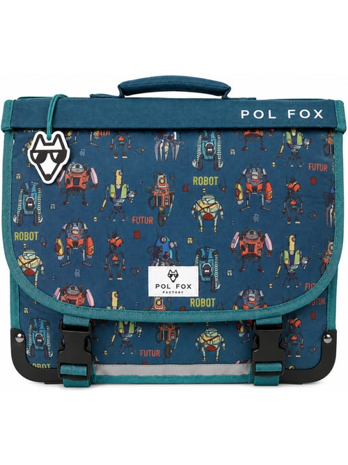 Cartable garçon POL FOX ROBOT réversible à colorier 38 cm – 2 compartiments – Bleu - Kiabi