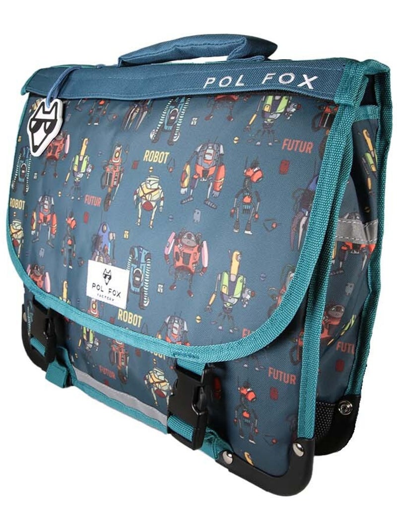 Cartable garçon POL FOX ROBOT réversible à colorier 38 cm – 2 compartiments – Bleu Bleu Bleu - Kiabi