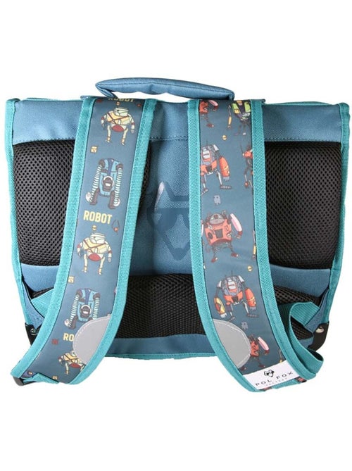 Cartable garçon POL FOX ROBOT réversible à colorier 38 cm – 2 compartiments – Bleu - Kiabi