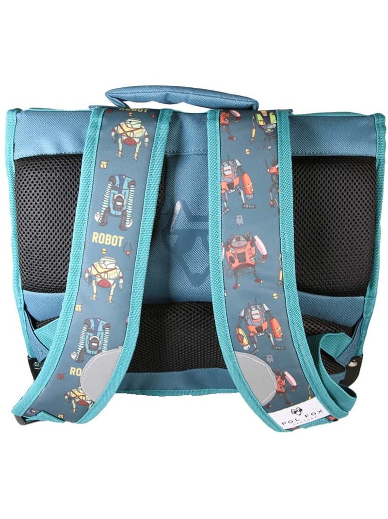 Cartable garçon POL FOX ROBOT réversible à colorier 38 cm – 2 compartiments – Bleu Bleu Bleu - Kiabi