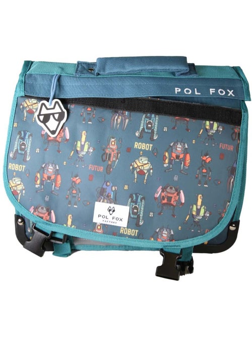Cartable garçon POL FOX ROBOT réversible à colorier 38 cm – 2 compartiments – Bleu - Kiabi