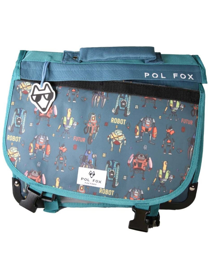 Cartable garçon POL FOX ROBOT réversible à colorier 38 cm – 2 compartiments – Bleu Bleu Bleu - Kiabi