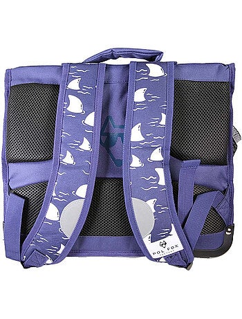 Cartable garçon POL FOX SHARK réversible 38 cm – 2 compartiments – Bleu marine