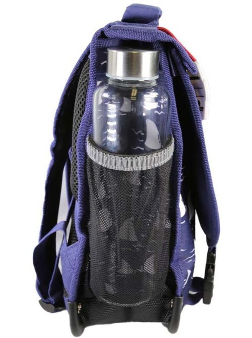 Cartable garçon POL FOX SHARK réversible 38 cm – 2 compartiments – Bleu marine - Kiabi