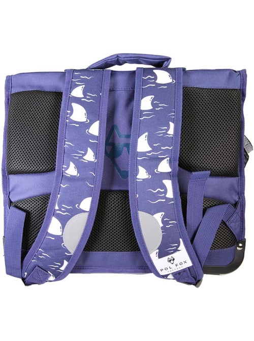 Cartable garçon POL FOX SHARK réversible 38 cm – 2 compartiments – Bleu marine - Kiabi