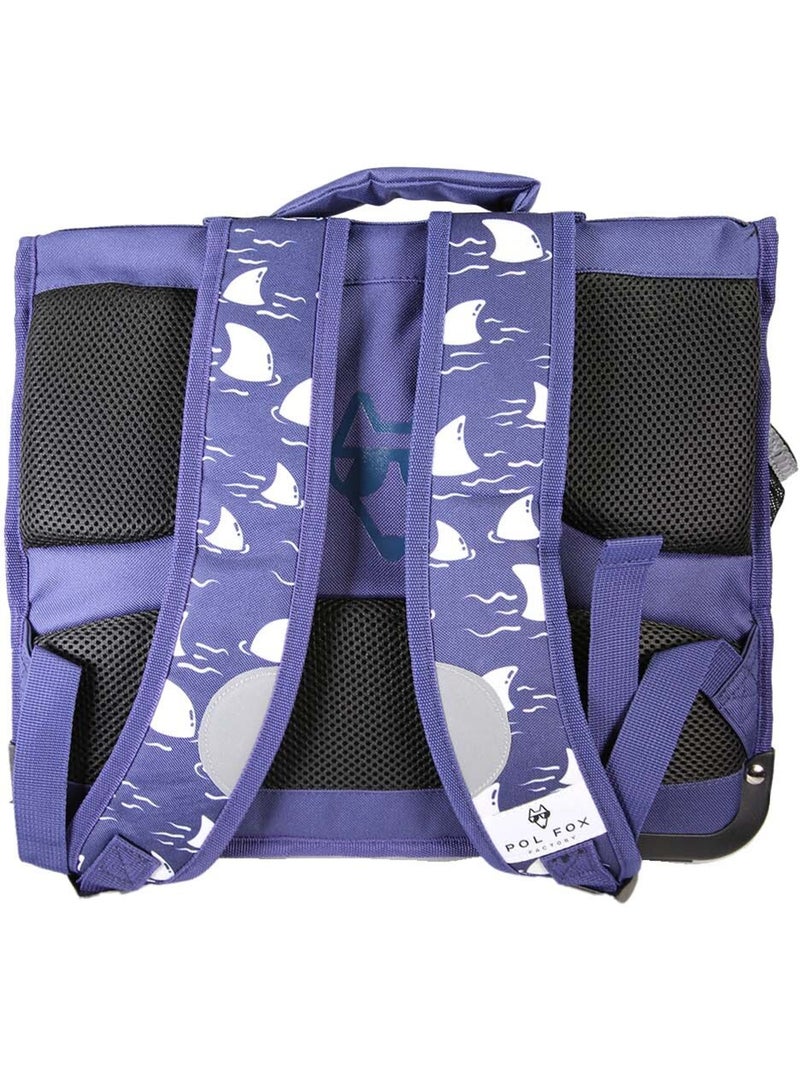 Cartable garçon POL FOX SHARK réversible 38 cm – 2 compartiments – Bleu marine Bleu marine - Kiabi