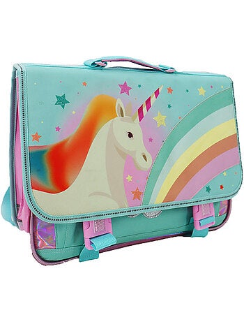 Cartable imprimé licorne et arc-en-ciel en tissu synthétique La boutique des toons