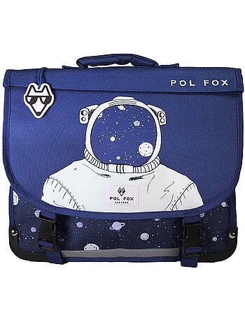 Cartable POL FOX COSMO garçon 38 cm réversible 2 compartiments bleu marine