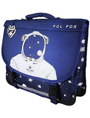 Cartable POL FOX COSMO garçon 38 cm réversible 2 compartiments bleu marine