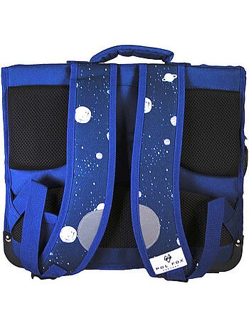 Cartable POL FOX COSMO garçon 38 cm réversible 2 compartiments bleu marine
