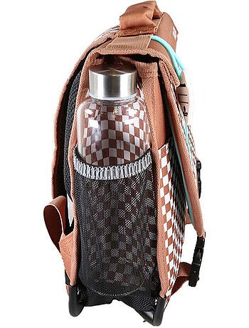 Cartable POL FOX SKATE garçon 38 cm réversible 2 compartiments marron bleu