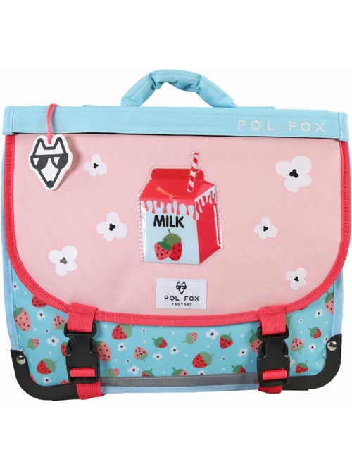 Cartable POL FOX Strawberry 38 cm réversible rose et bleu - Kiabi