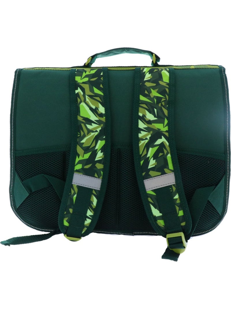 Cartable polyester imprimé Dinosaure T-Rex KID'Z BAG Vert/Blanc/Orange - Kiabi