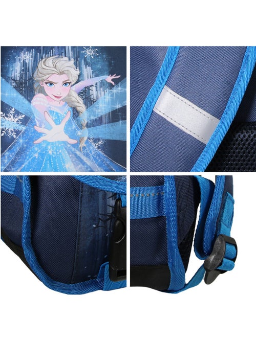 Cartable primaire 38 cm La Reine des Neiges Disney bleu marine 2 compartiments Bagtrotter - Kiabi