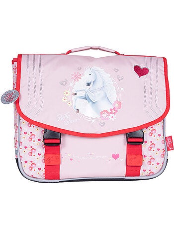Cartable primaire Bella Sara motif cheval blanc en tissu synthétique premium 38 CM
