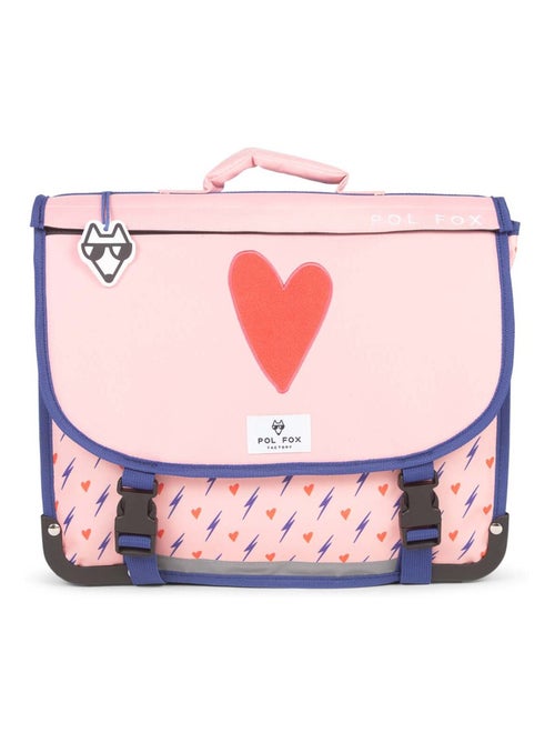 Cartable réversible 38 cm POL FOX HEART rose motif cœur et éclairs - Kiabi