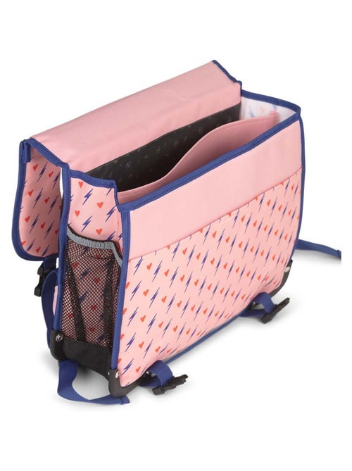 Cartable réversible 38 cm POL FOX HEART rose motif cœur et éclairs - Kiabi