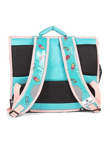 Cartable réversible 38 cm POL FOX ICE POP menthe et rose motif glaces