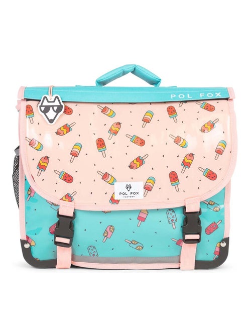 Cartable réversible 38 cm POL FOX ICE POP menthe et rose motif glaces - Kiabi