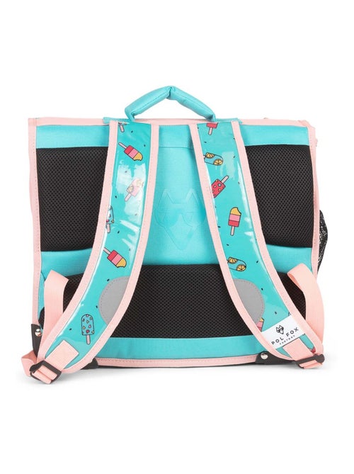 Cartable réversible 38 cm POL FOX ICE POP menthe et rose motif glaces - Kiabi