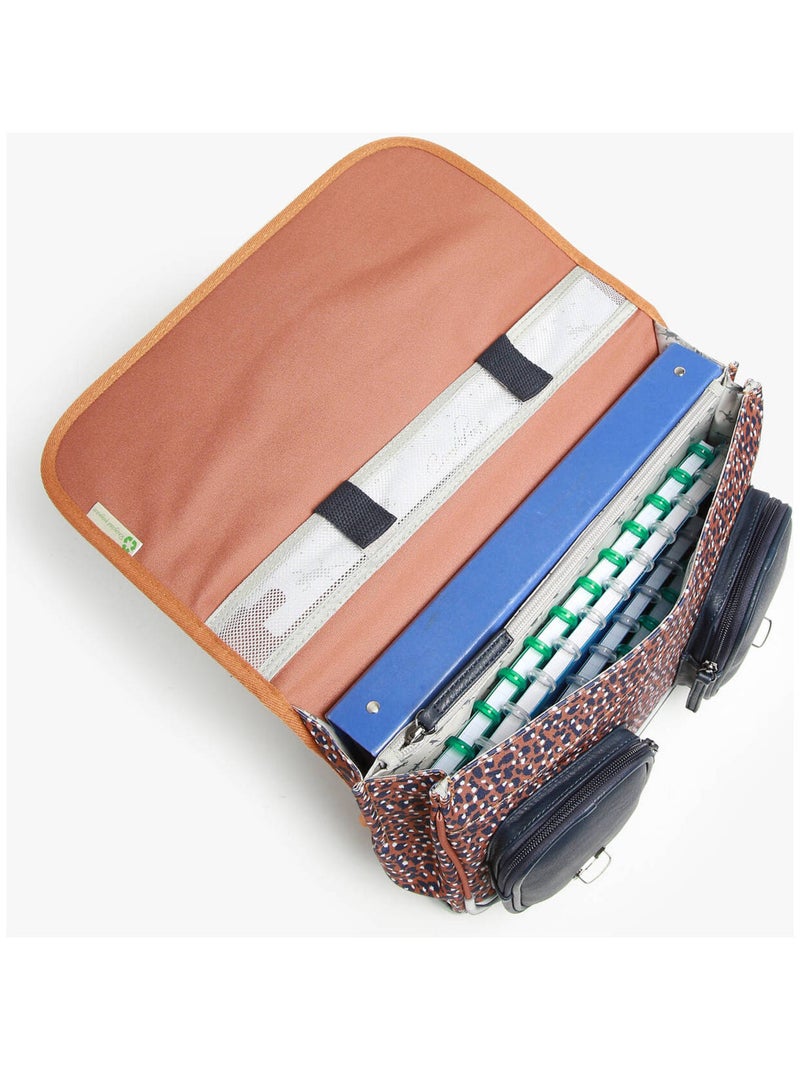 Cartable scolaire 35cm Caméléon Vintage Fantasy avec 2 compartiments - CP Blanc Marron - Kiabi