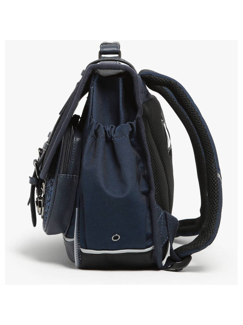 Cartable scolaire 35cm Caméléon Vintage Fantasy avec 2 compartiments - CP Bleu foncé - Kiabi