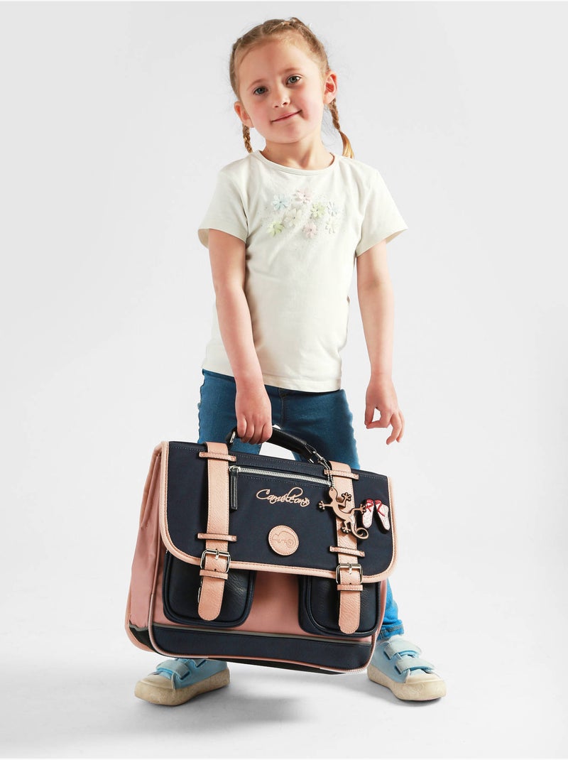 Cartable scolaire 35cm caméléon vintage fantasy avec 2 compartiments - cp Bleu Rose Bleu - Kiabi
