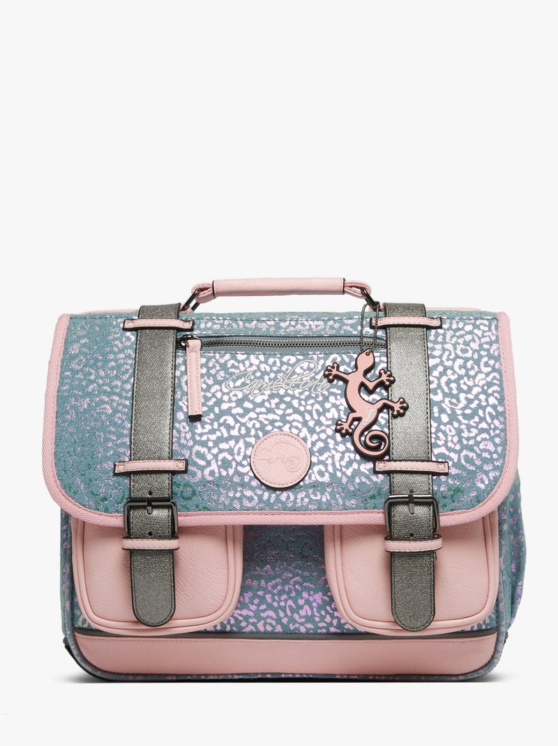 Cartable scolaire 35cm Caméléon Vintage Fantasy avec 2 compartiments - CP Gris Rose foncé Gris - Kiabi