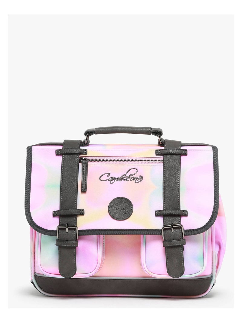 Cartable scolaire 35cm Caméléon Vintage Fantasy avec 2 compartiments - CP Rose pâle - Kiabi