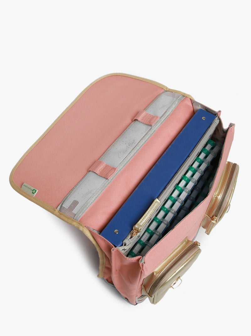 Cartable scolaire 35cm Caméléon Vintage Fantasy avec 2 compartiments - CP Rose rouge - Kiabi