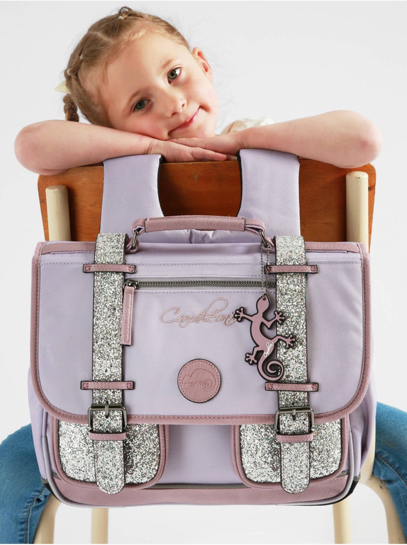 Cartable scolaire 35cm Caméléon Vintage Fantasy avec 2 compartiments - CP Violet clair - Kiabi